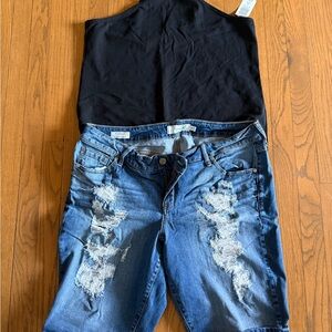 Torrid Black Crop Tank Top size 3 with Distressed shorts size 18